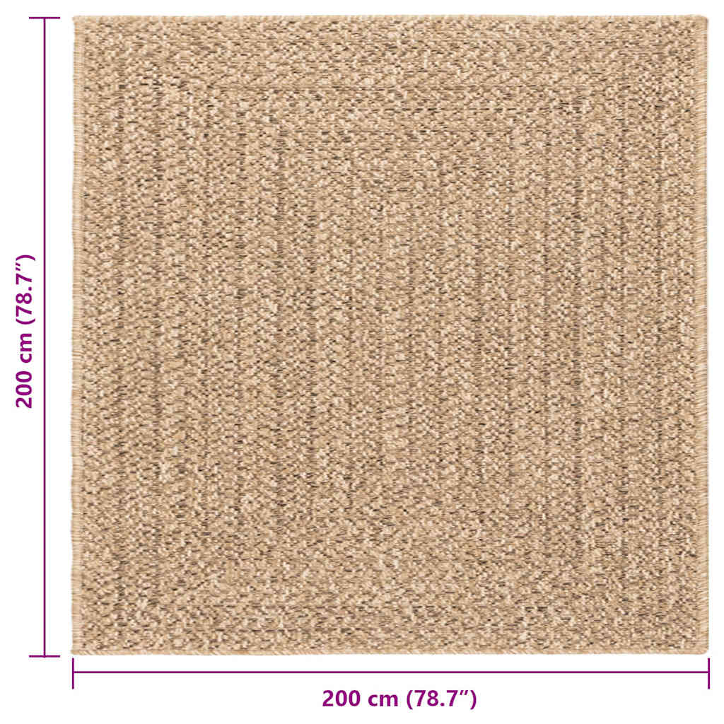 Teppe ZIZUR beige 240x240cm jute-utseende innendørs og utendørs