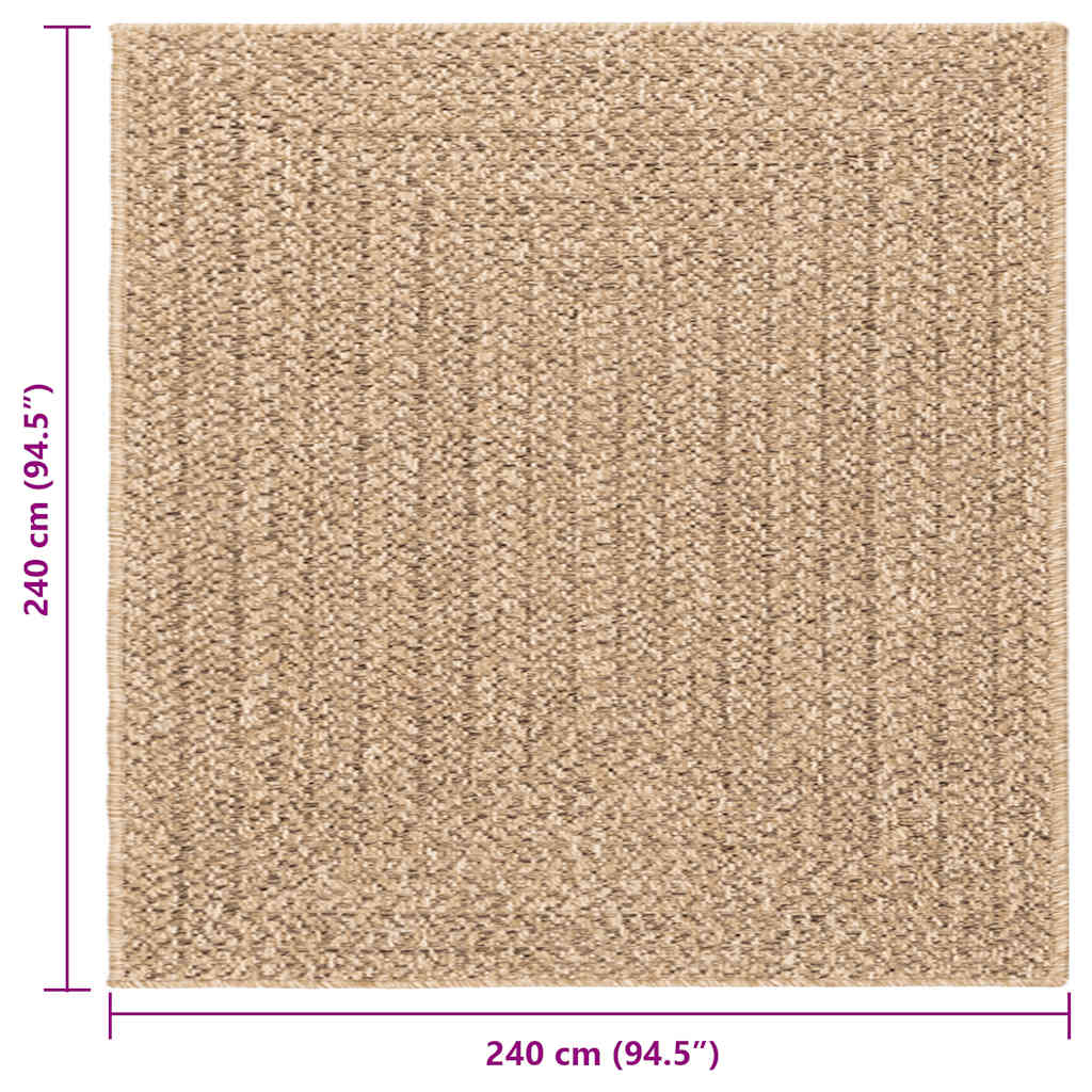 Teppe ZIZUR beige 240x340cm jute-utseende innendørs og utendørs