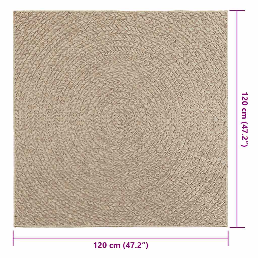 Teppe ZIZUR beige 120x120cm jute-utseende innendørs og utendørs