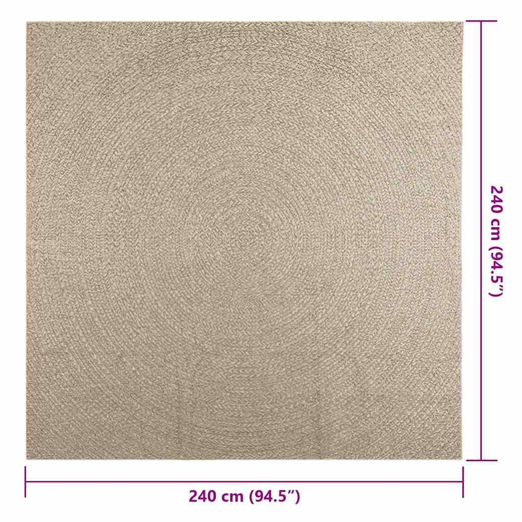 Teppe ZIZUR beige 240x240cm jute-utseende innendørs og utendørs