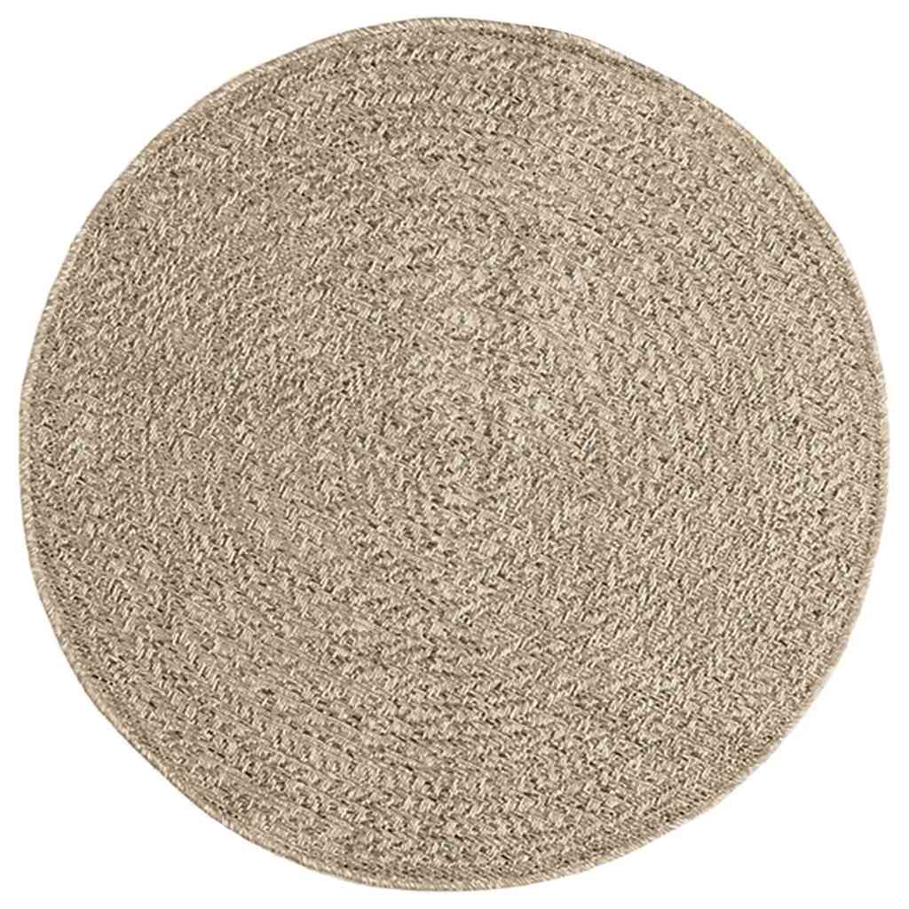 Teppe ZIZUR beige Ø 90 cm jute-utseende innendørs og utendørs