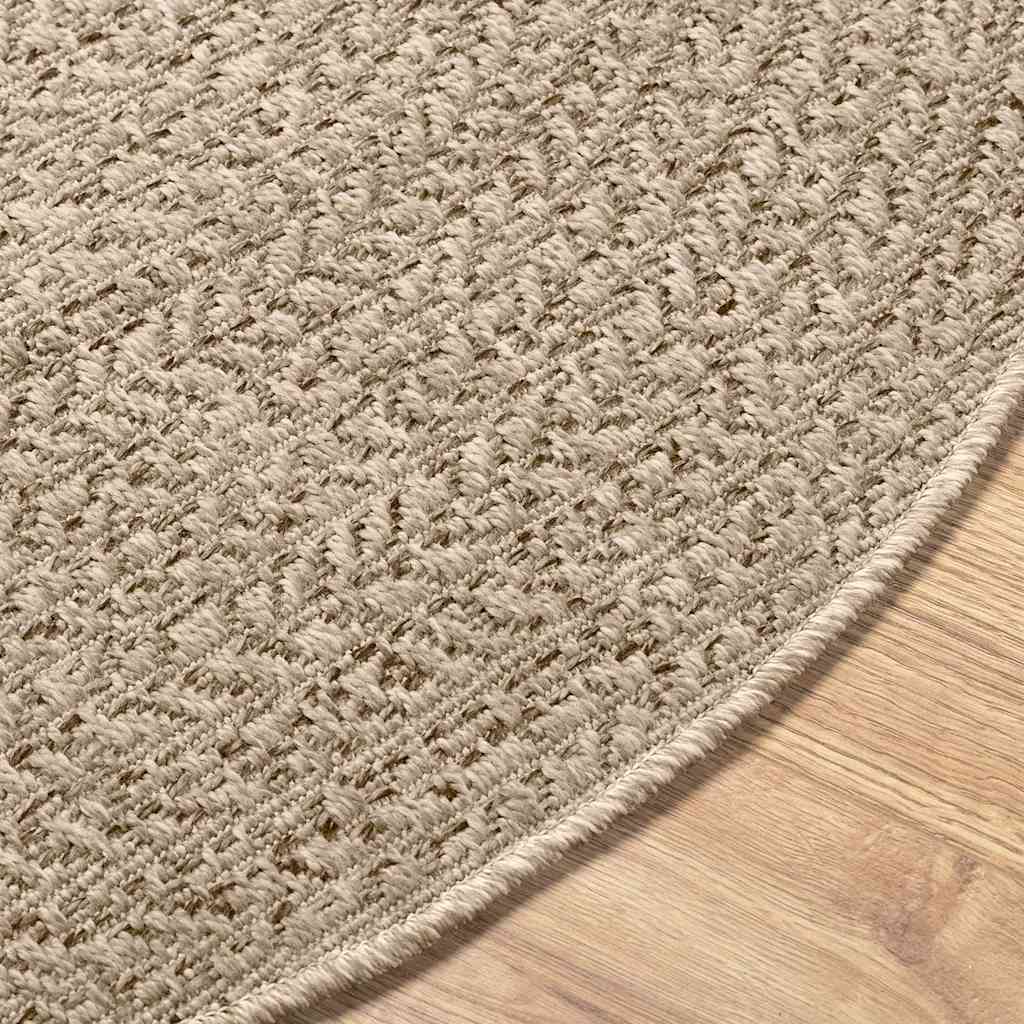 Teppe ZIZUR beige Ø 90 cm jute-utseende innendørs og utendørs