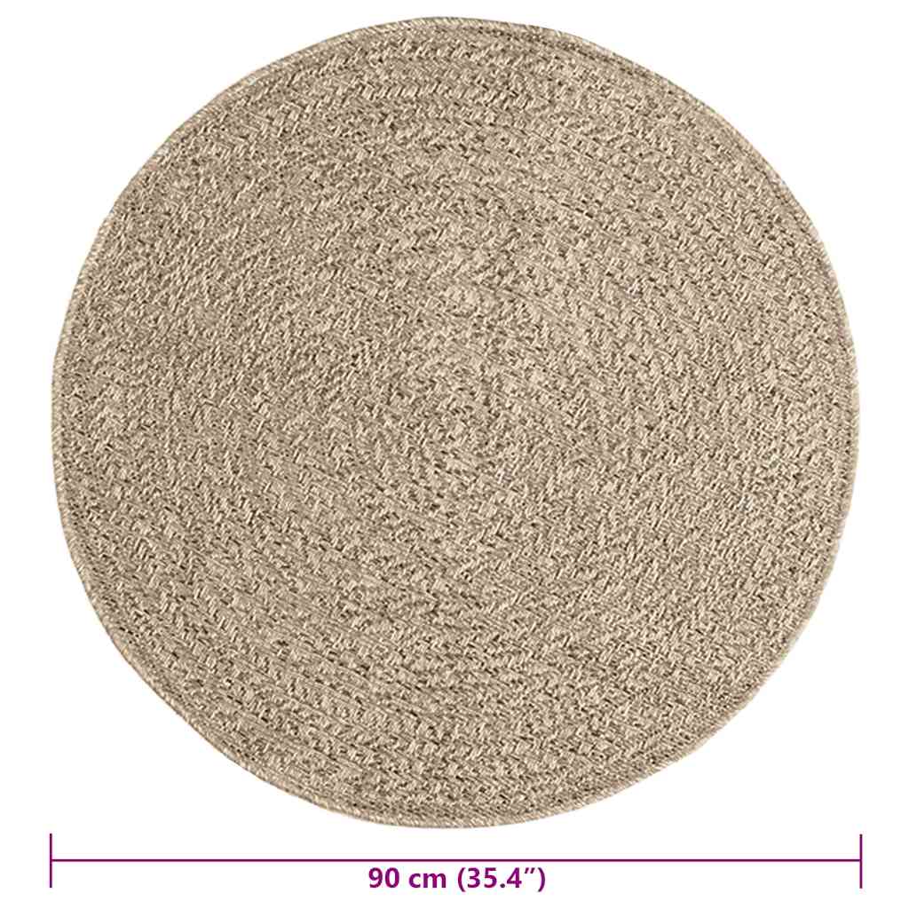 Teppe ZIZUR beige Ø 90 cm jute-utseende innendørs og utendørs