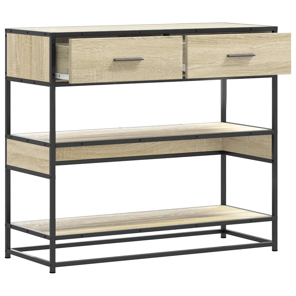 Konsollbord sonoma eik 90x35x80 cm konstruert tre