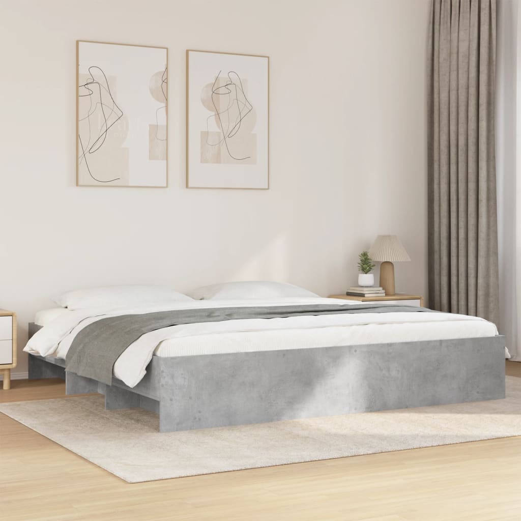 Sengeramme betonggrå 200x200 cm konstruert tre