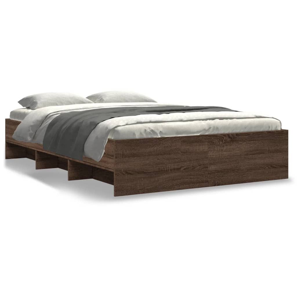 Sengeramme brun eik 135x190 cm konstruert tre