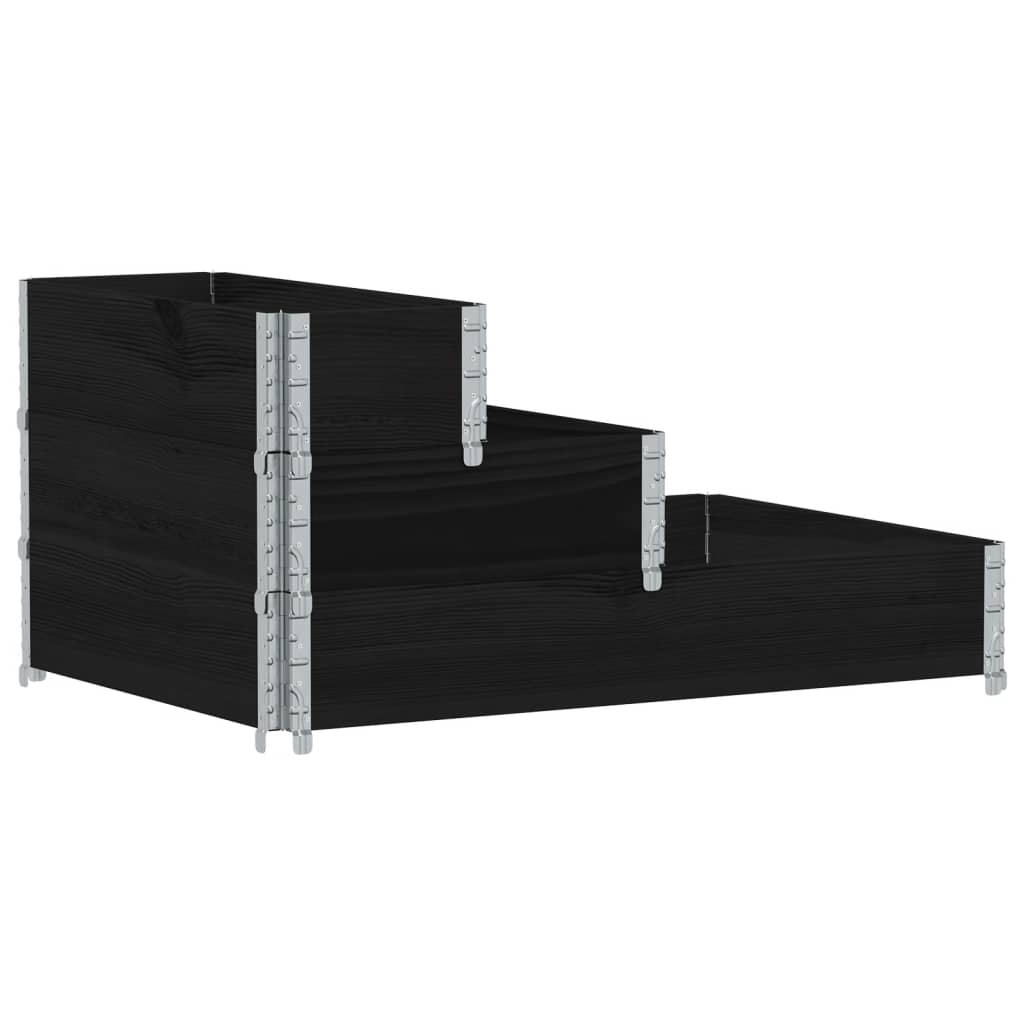 Høybed 3 trinn svart 120x80 cm heltre furu