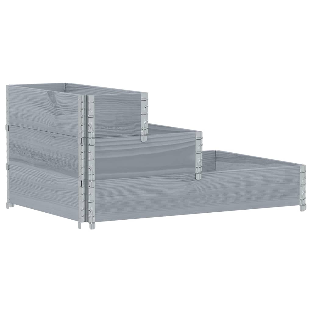 Høybed 3 trinn grå 120x80 cm heltre furu