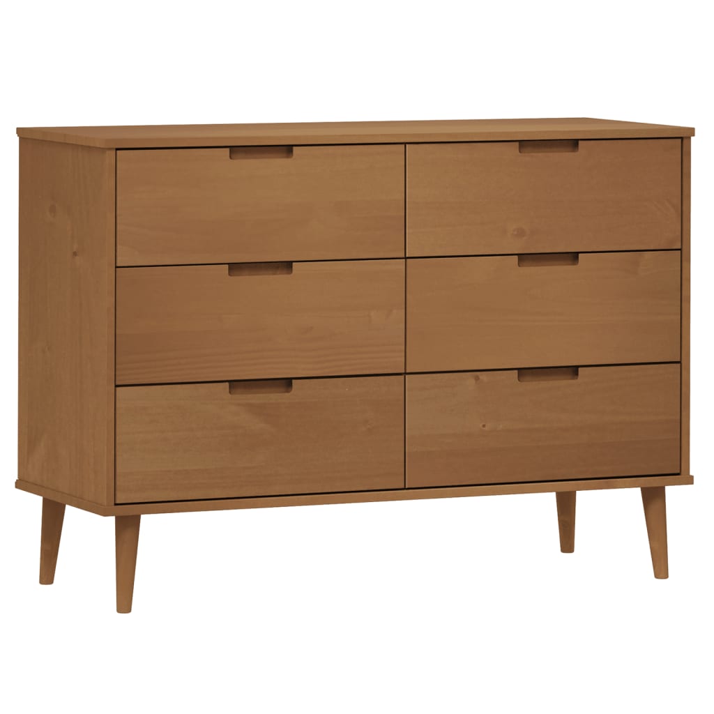 Kommode MOLDE brun 113x40x80 cm heltre furu