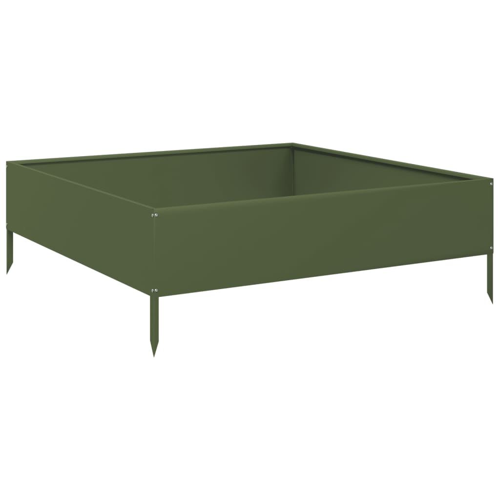 Høybed olivengrønn 100x100x33,5 cm stål