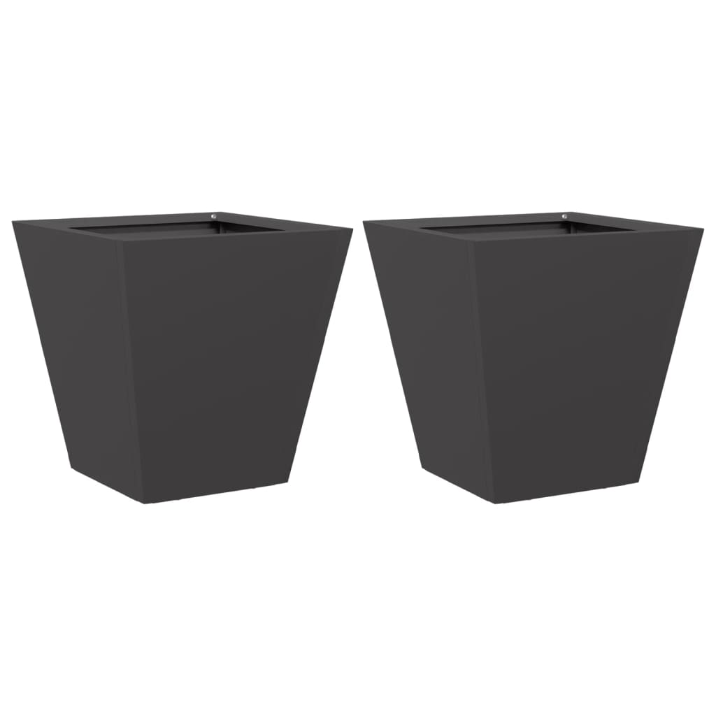 Plantekasser svart 2 stk 30x30x30 cm stål
