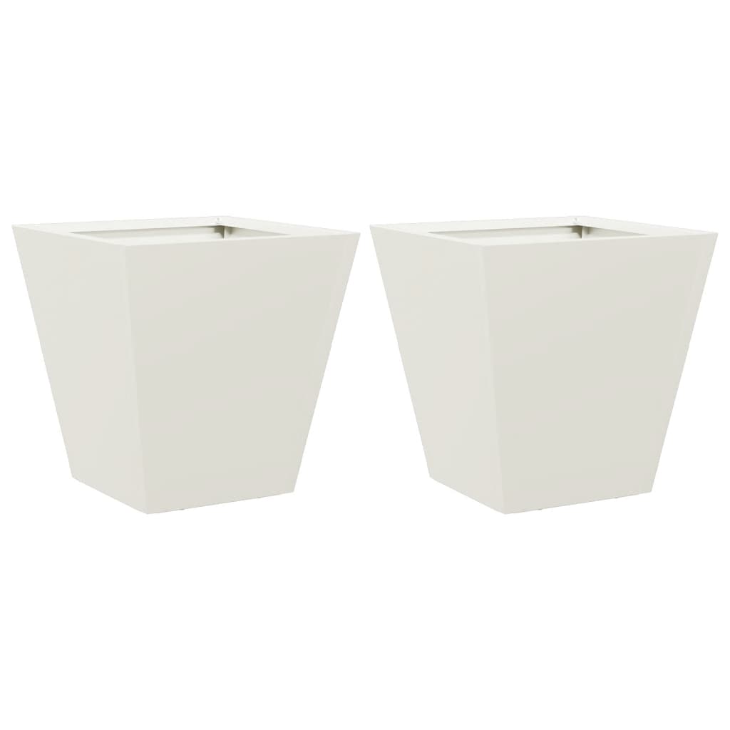 Plantekasser hvit 2 stk 30x30x30 cm stål