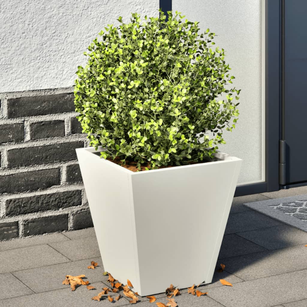 Plantekasser hvit 2 stk 30x30x30 cm stål