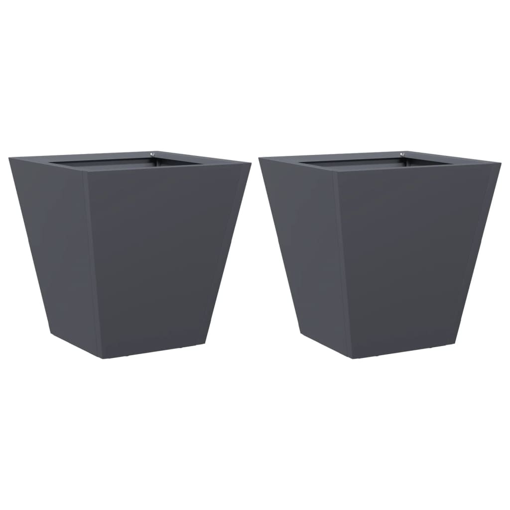 Plantekasser antrasitt 2 stk 30x30x30 cm stål