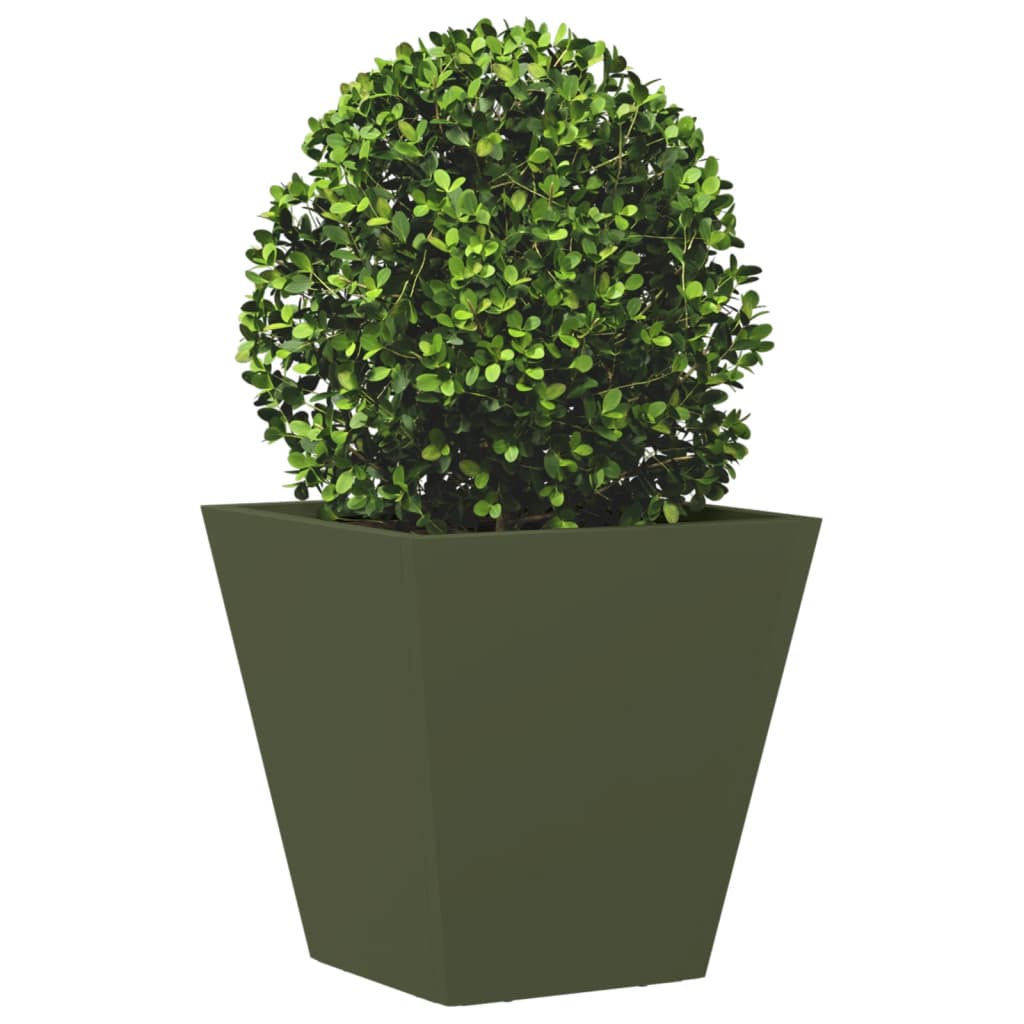 Plantekasser olivengrønn 2 stk sekskantet 30x30x30 cm stål