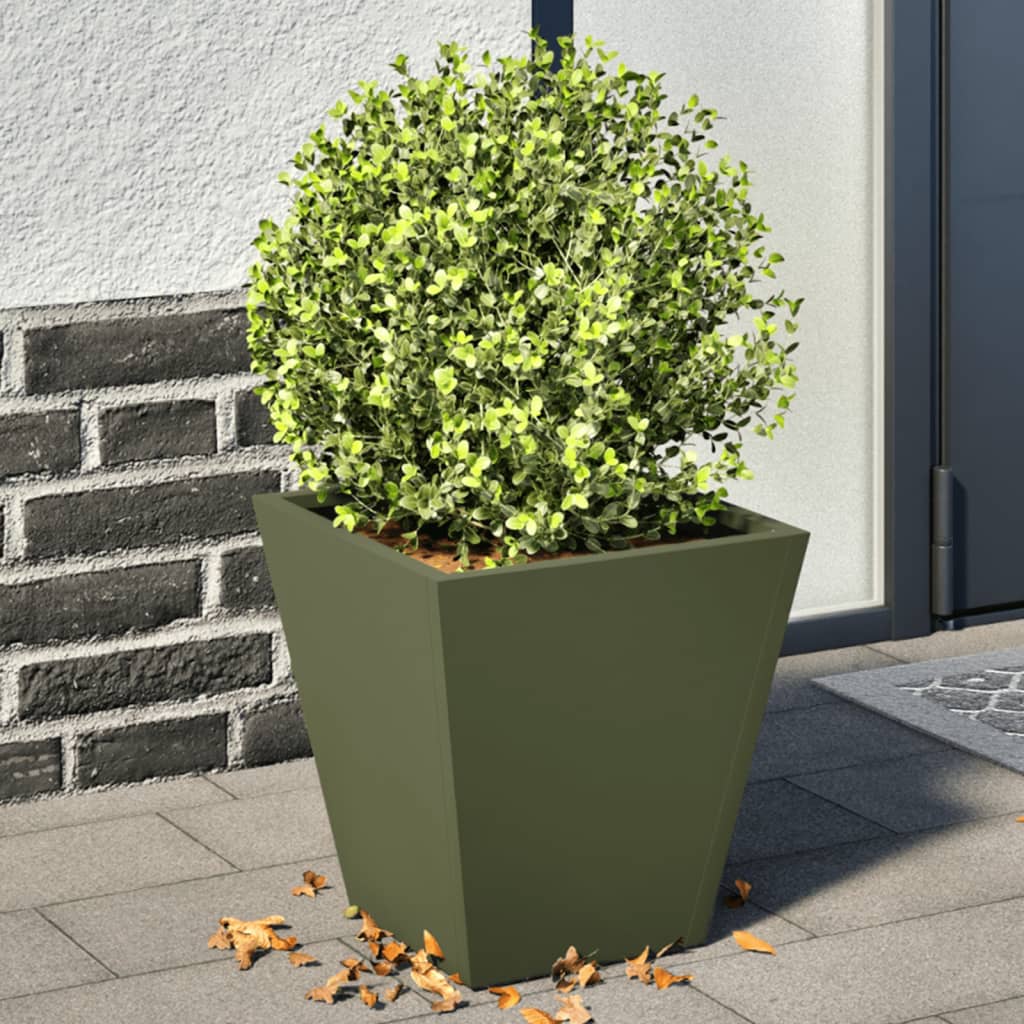 Plantekasser olivengrønn 2 stk sekskantet 30x30x30 cm stål