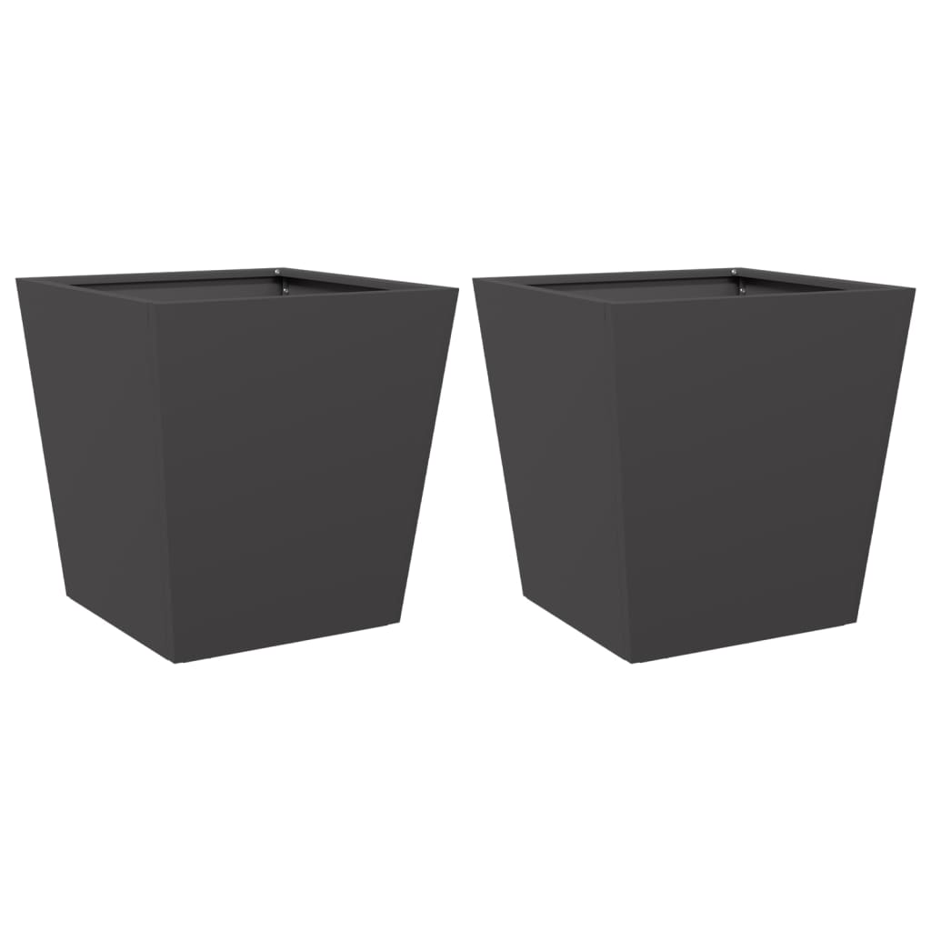 Plantekasser svart 2 stk 40x40x40 cm stål
