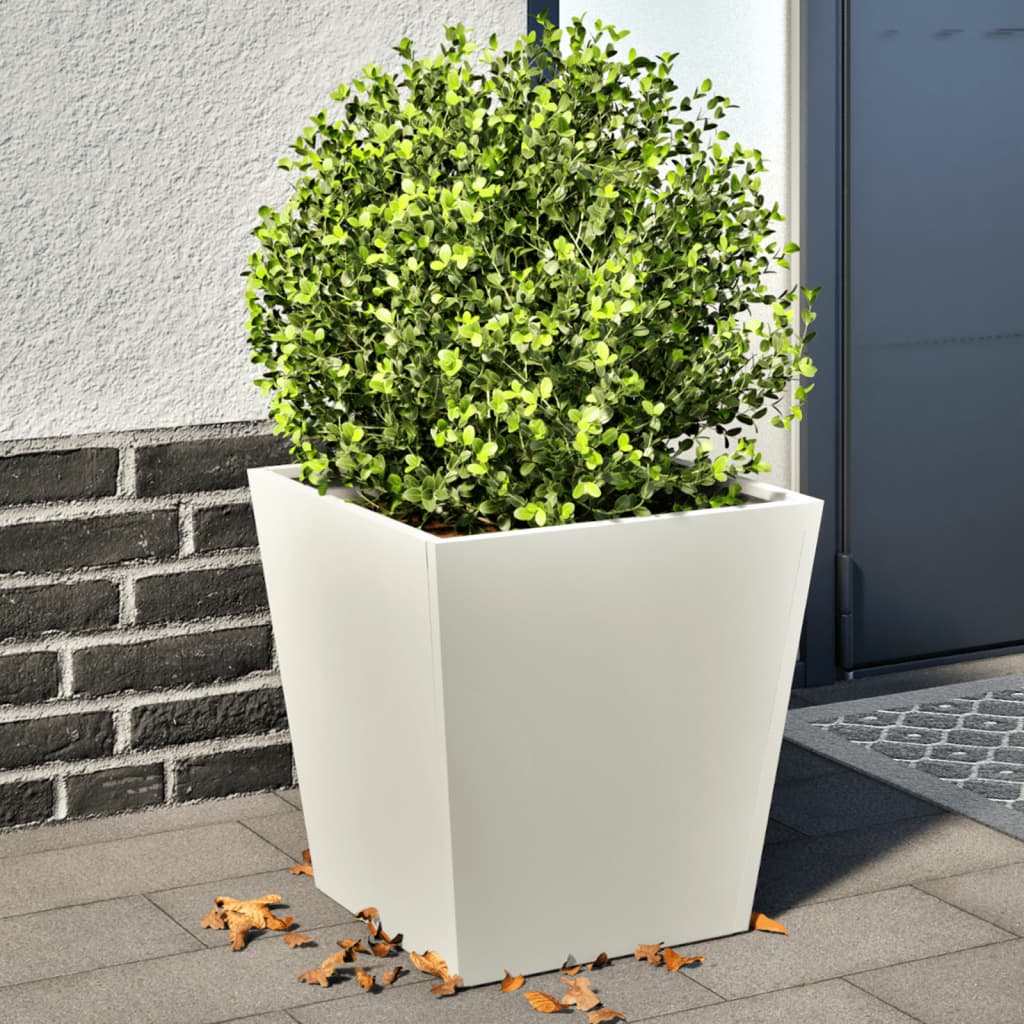Plantekasser 2 stk hvit 40x40x40 cm stål
