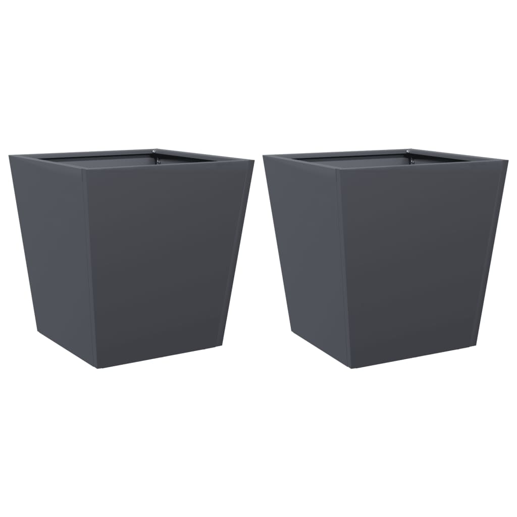 Plantekasser antrasitt 2 stk 40x40x40 cm stål
