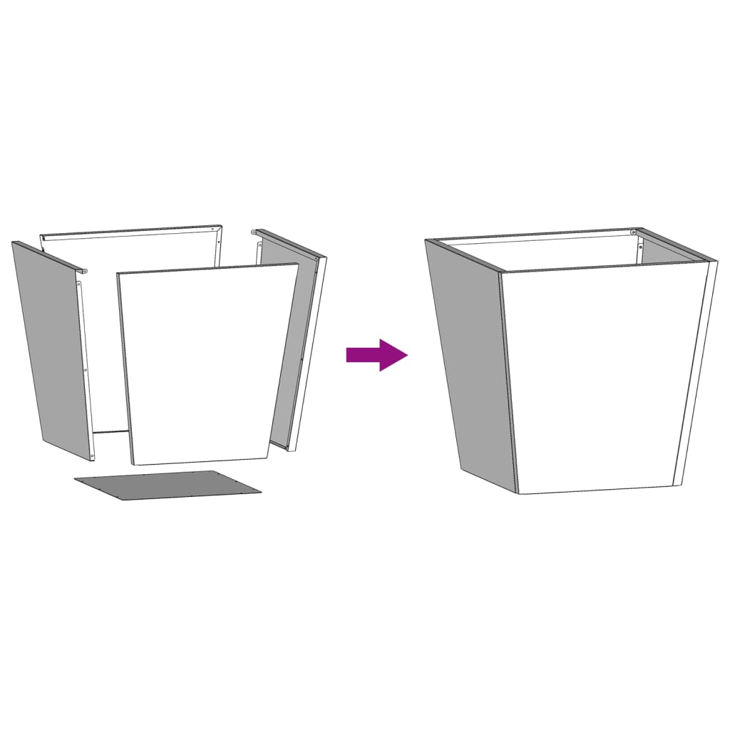 Plantekasser antrasitt 2 stk 40x40x40 cm stål
