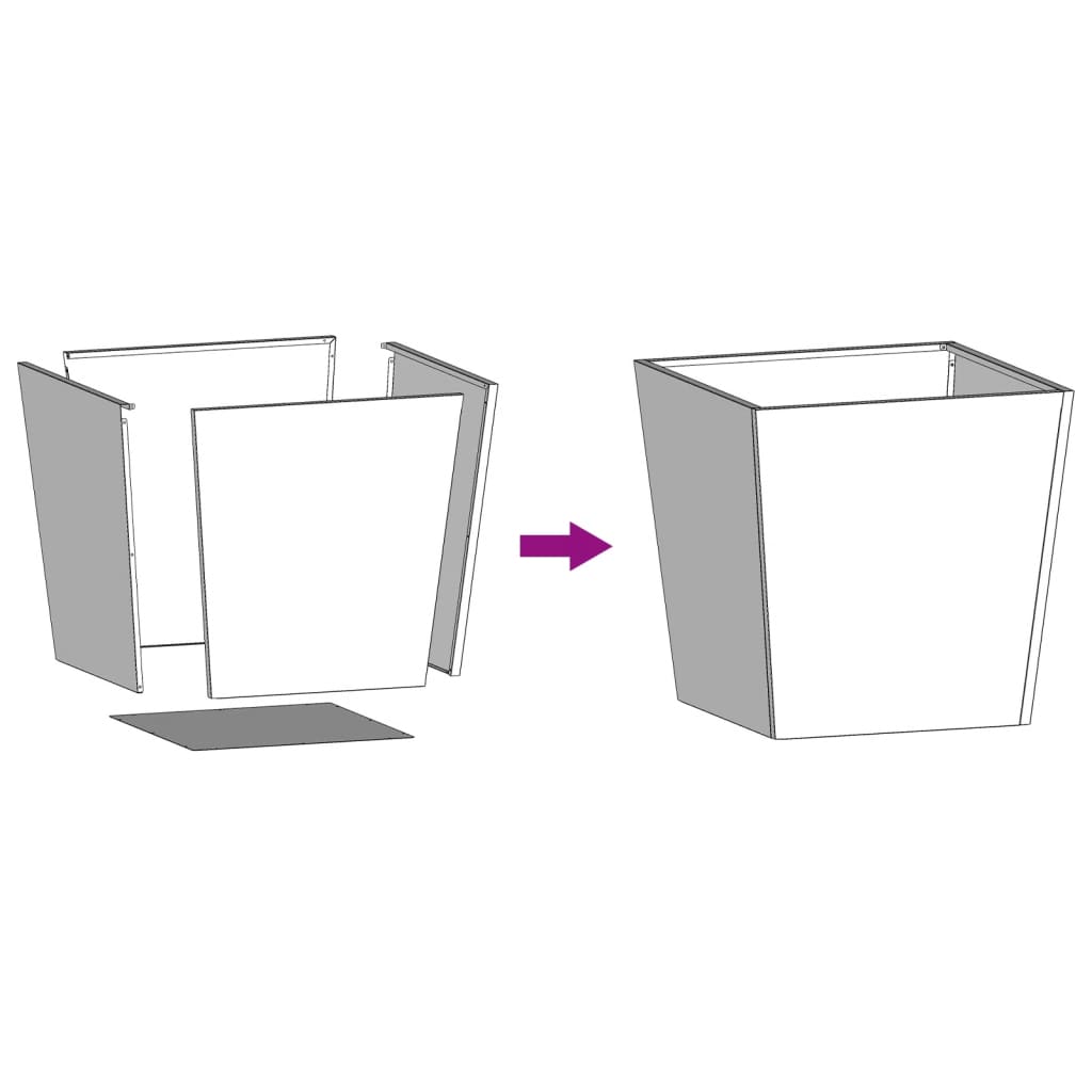 Plantekasser 2 stk svart 50x50x50 cm stål