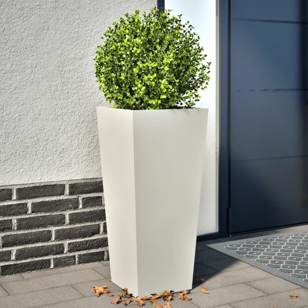 Plantekasser hvit 2 stk 35x35x75 cm stål