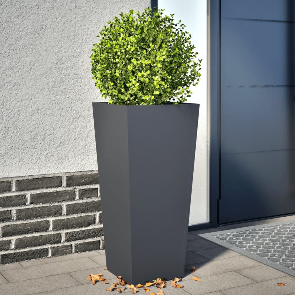 Plantekasser 2 stk antrasitt 35x35x75 cm stål