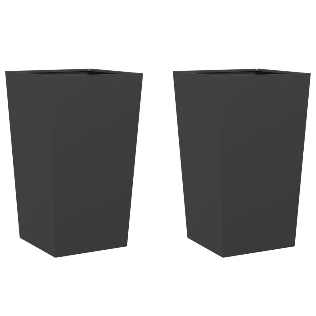 Plantekasser 2 stk svart 45x45x75 cm stål