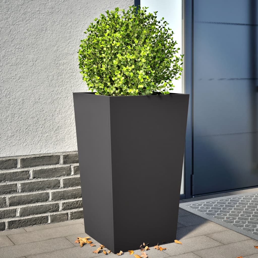 Plantekasser 2 stk svart 45x45x75 cm stål