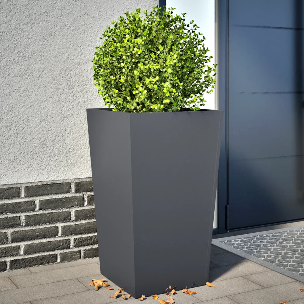 Plantekasser antrasitt 2 stk 45x45x75 cm stål