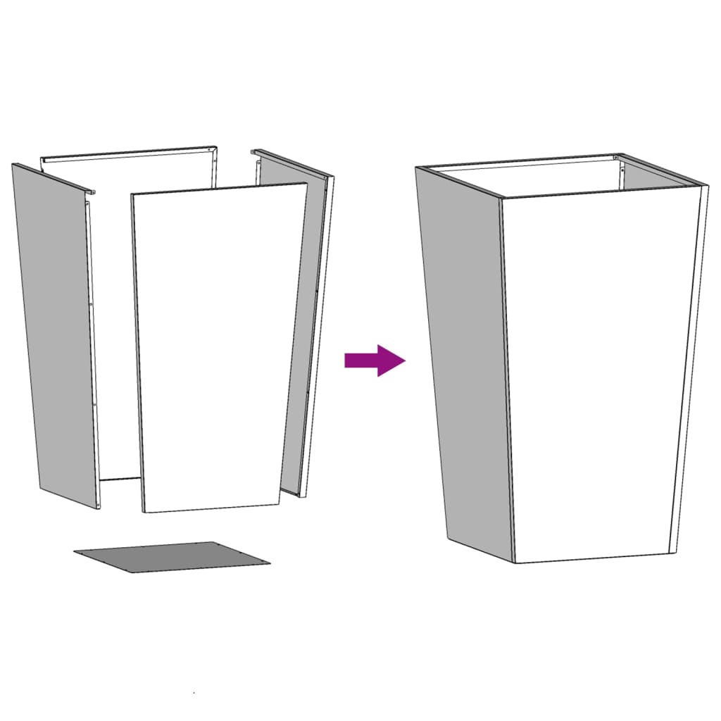 Plantekasser 2 stk 45x45x75 cm galvanisert stål