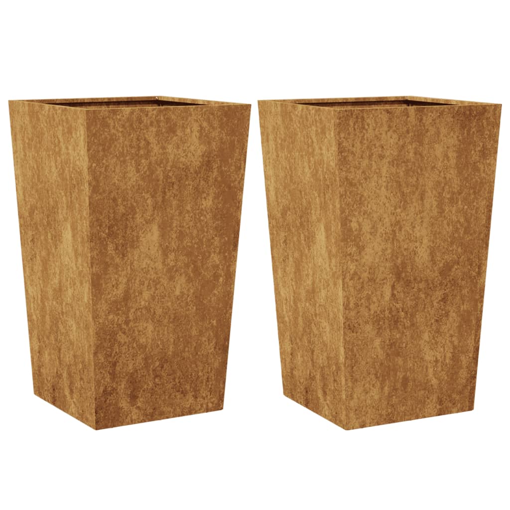 Hageplanter 2 stk 45x45x75 cm oksidert stål