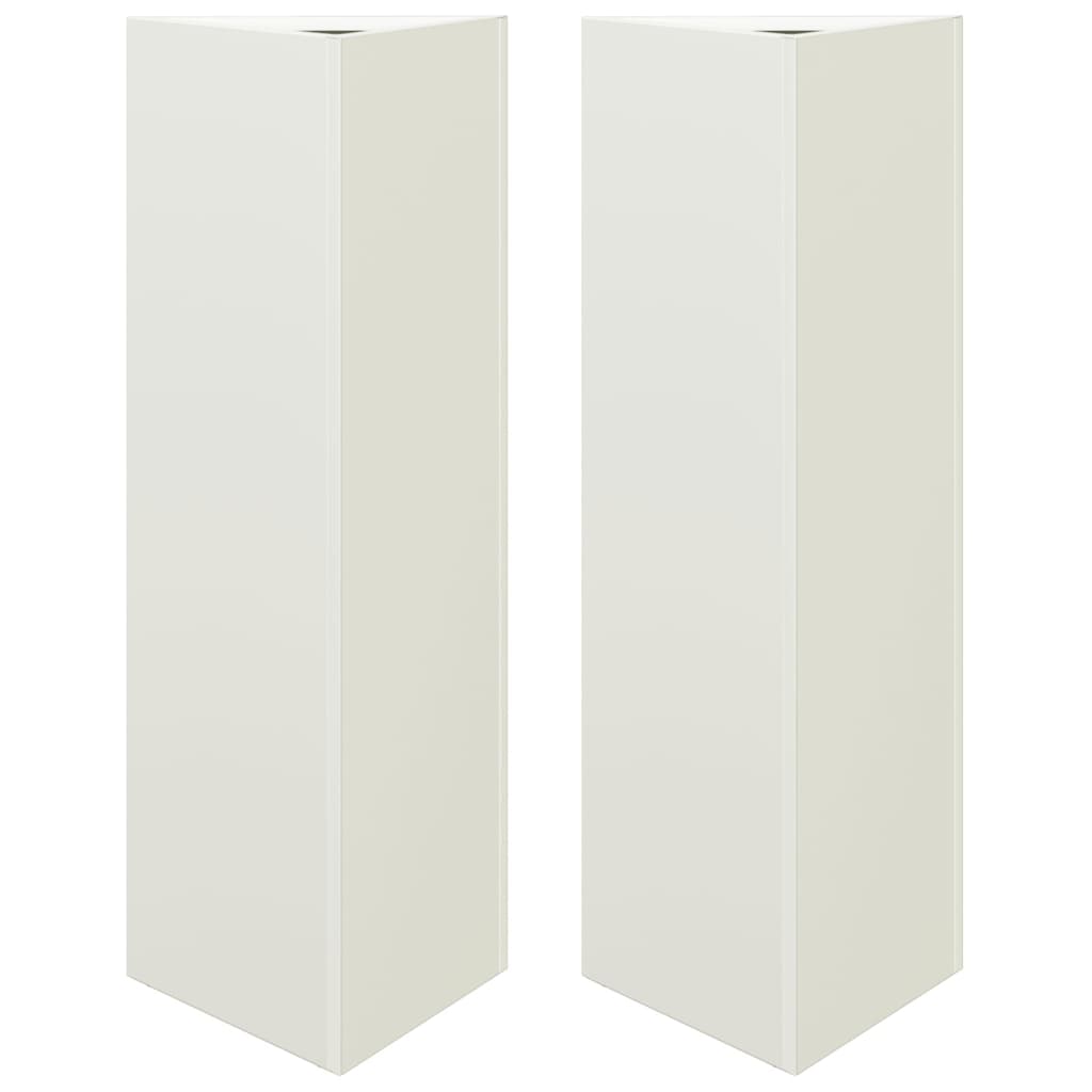 Plantekasser 2 stk hvit trekantet 30x26x75 cm stål