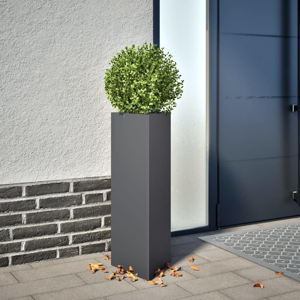 Plantekasser 2 stk antrasitt trekantet 30x26x75 cm stål