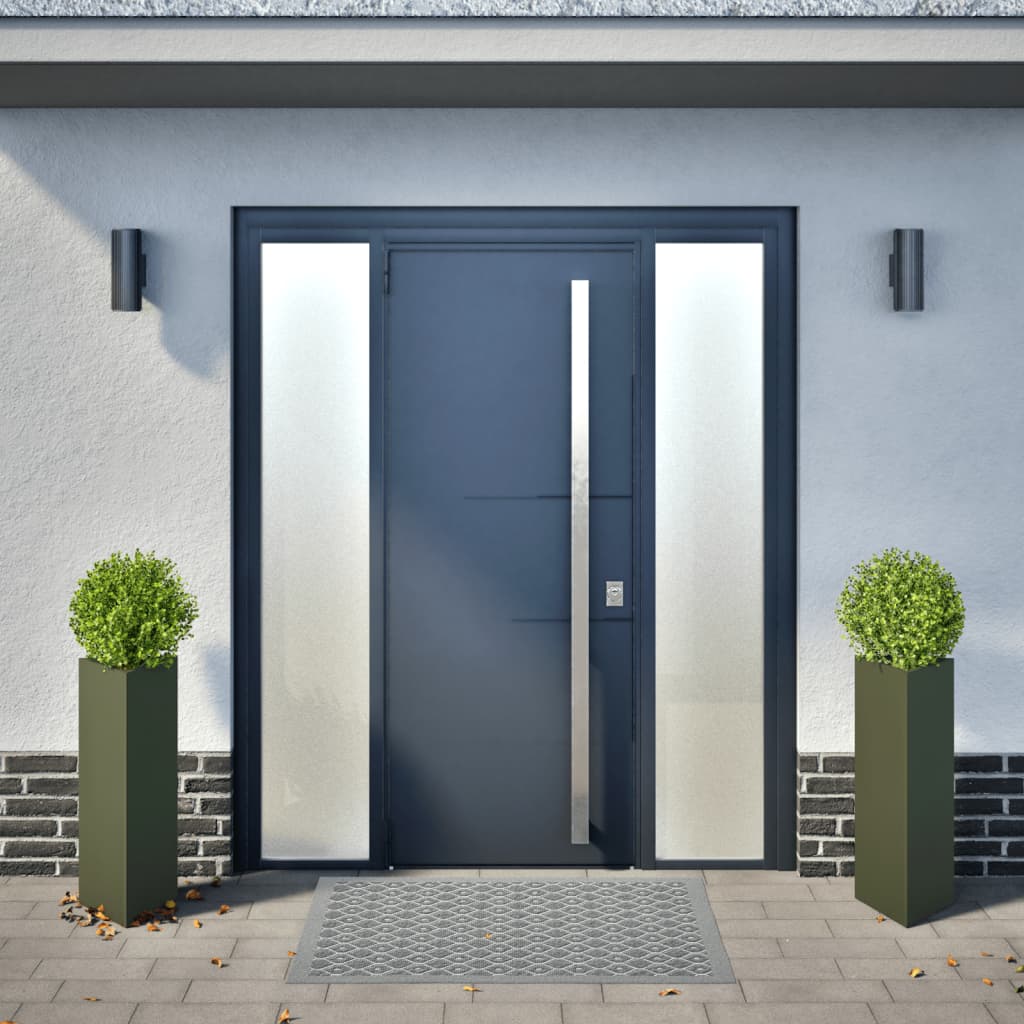 Plantekasser 2 stk olivengrønn trekantet 30x26x75 cm stål