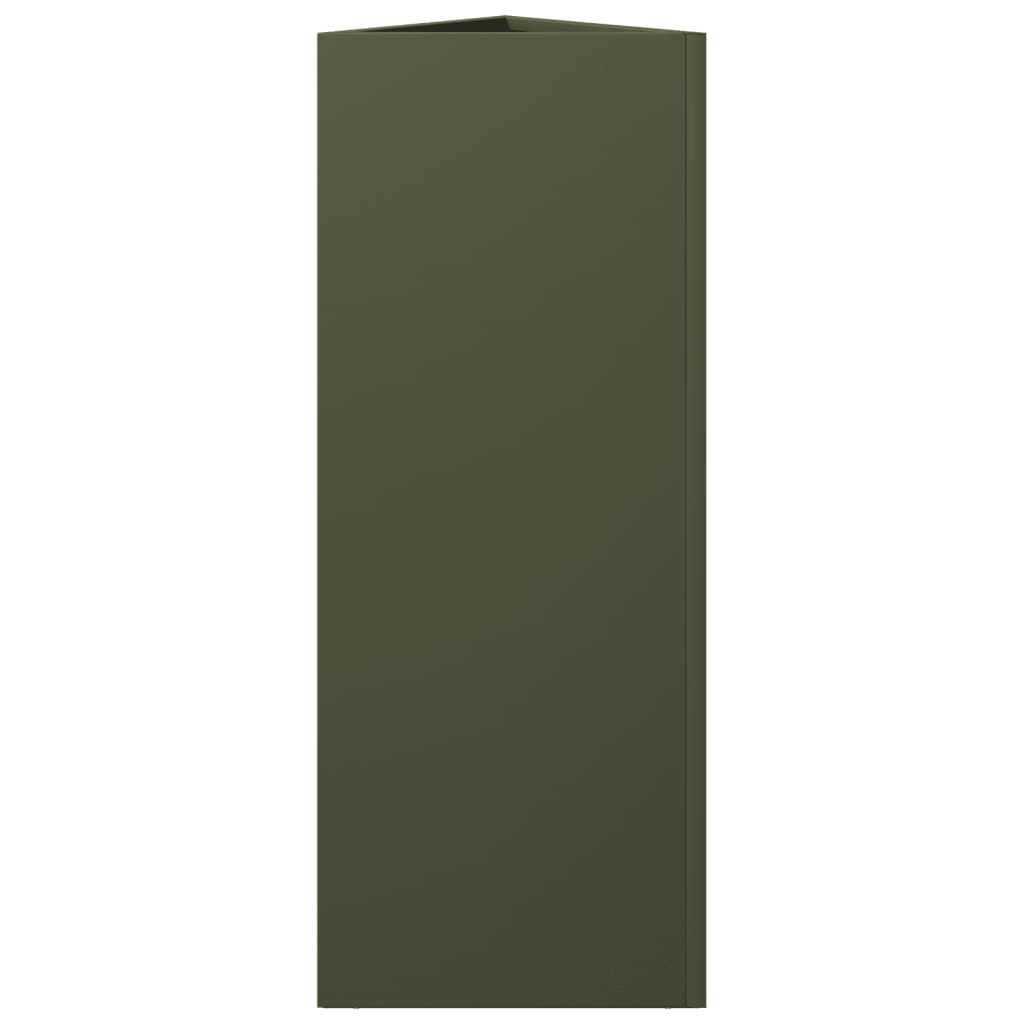 Plantekasser 2 stk olivengrønn trekantet 30x26x75 cm stål