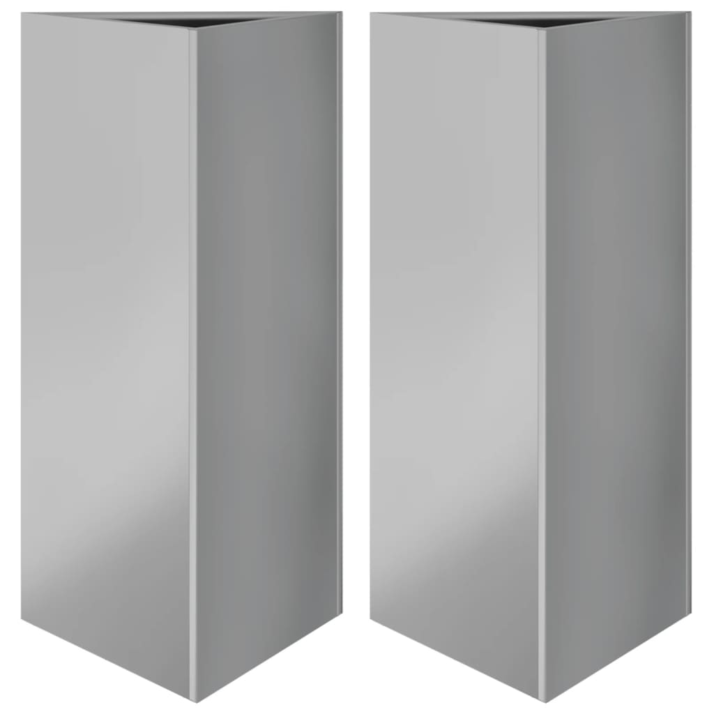 Plantekasser 2 stk trekantet 40x34,5x70 cm galvanisert stål