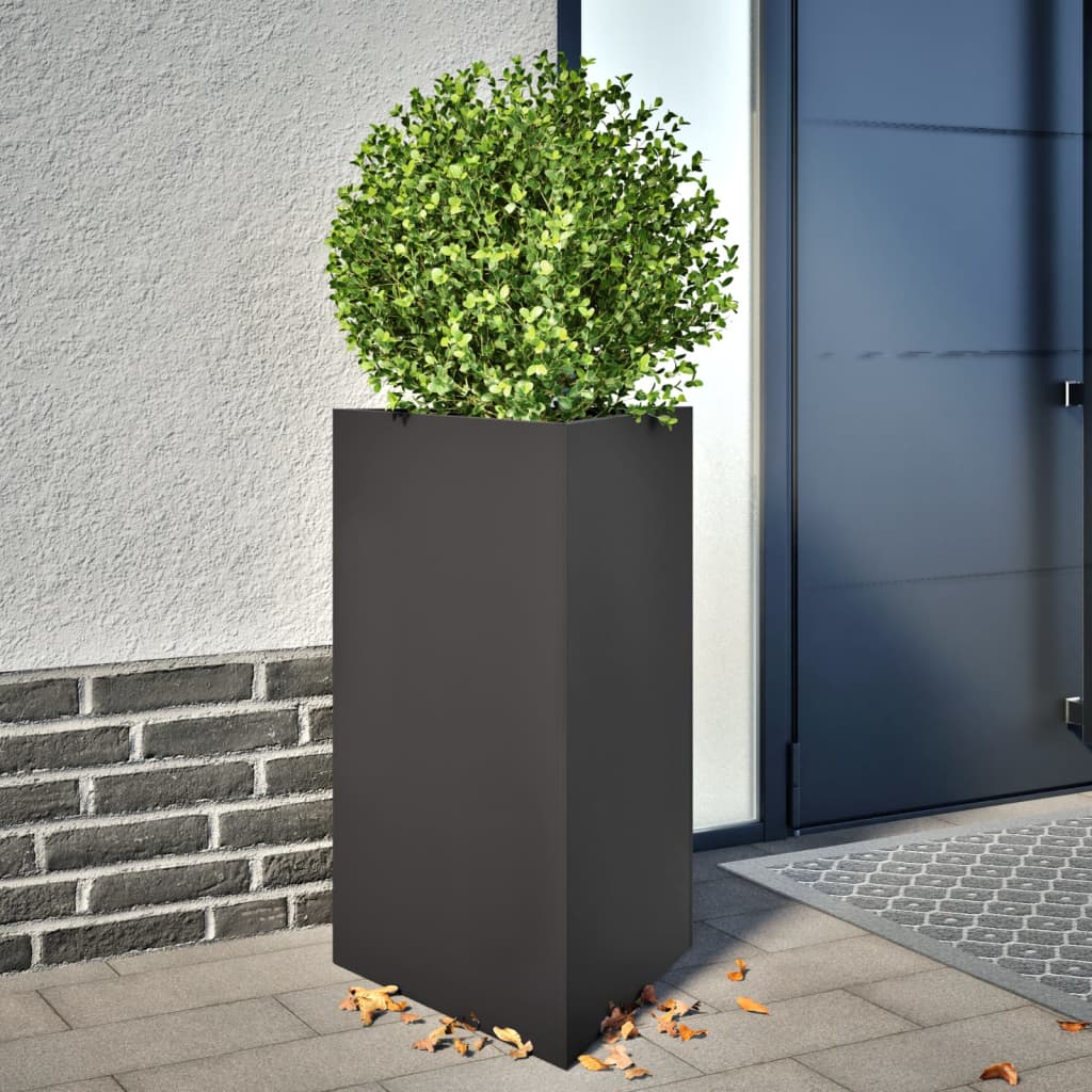 Plantekasser 2 stk svart trekantet 50x43x75 cm stål