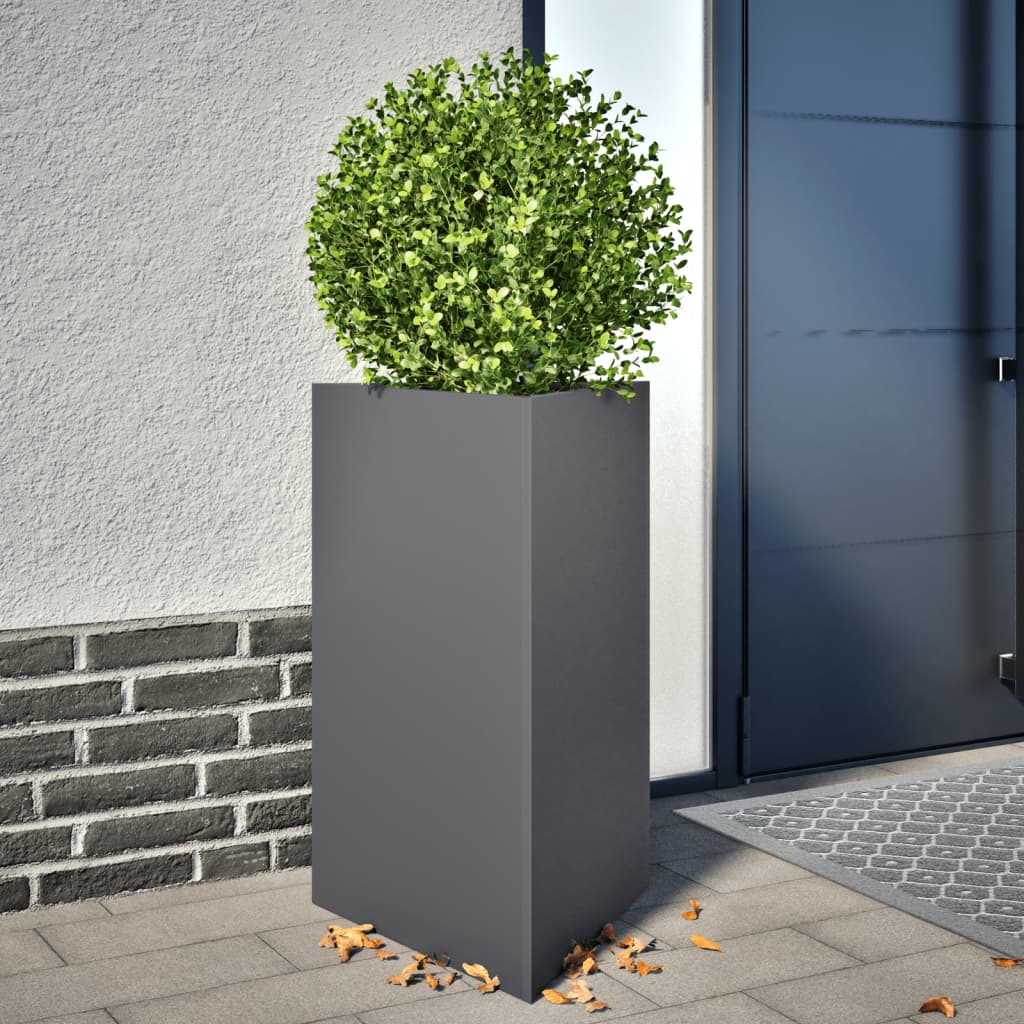 Plantekasser 2 stk antrasitt trekantet 50x43x75 cm stål