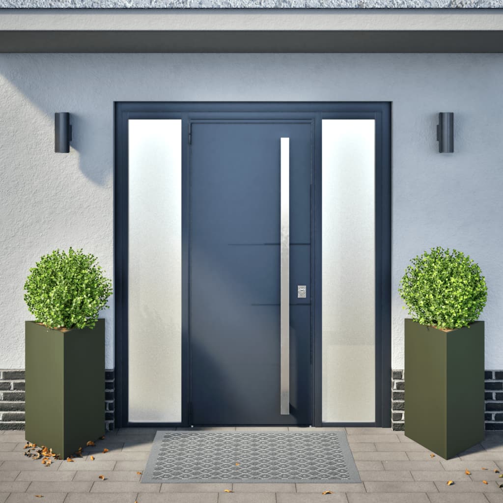 Plantekasser 2 stk olivengrønn trekantet 50x43x75 cm stål