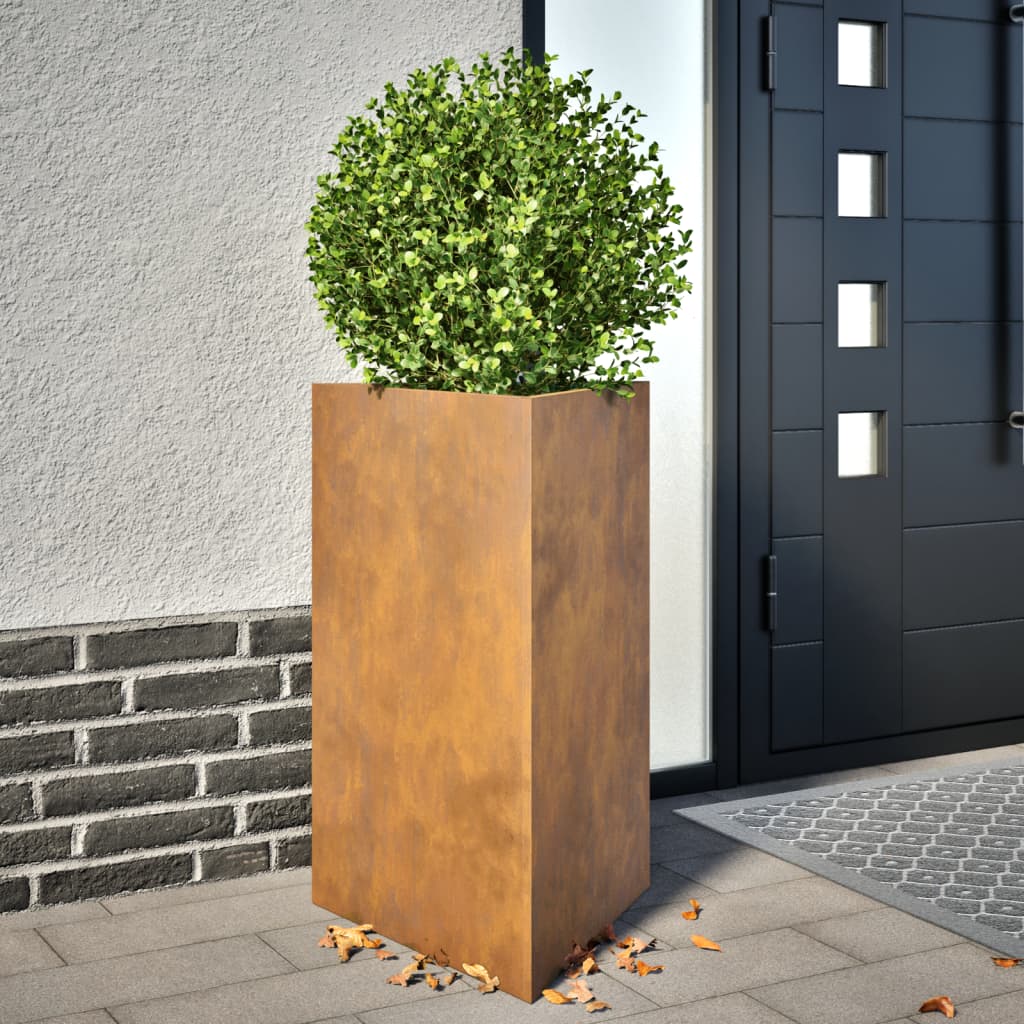 Plantekasser 2 stk trekantet 50x43x75 cm cortenstål
