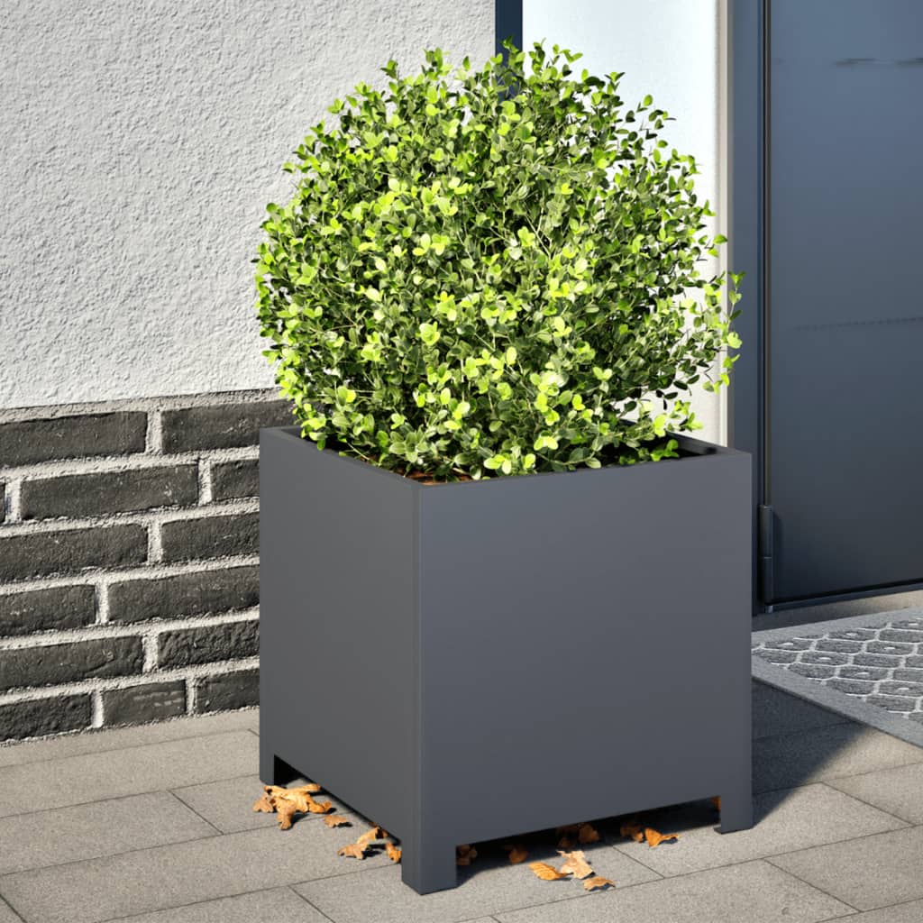 Plantekasser 2 stk antrasitt 40x40x40 cm stål