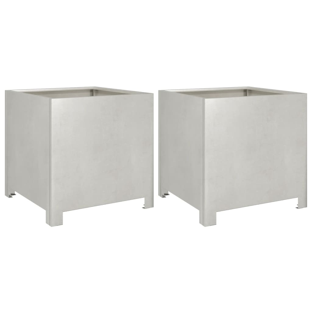 Plantekasser 2 stk 40x40x40 cm rustfritt stål