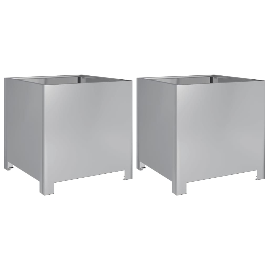 Plantekasser 2 stk 40x40x40 cm galvanisert stål
