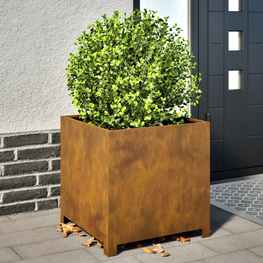Hageplantekar 50x50x50 cm oksidert stål