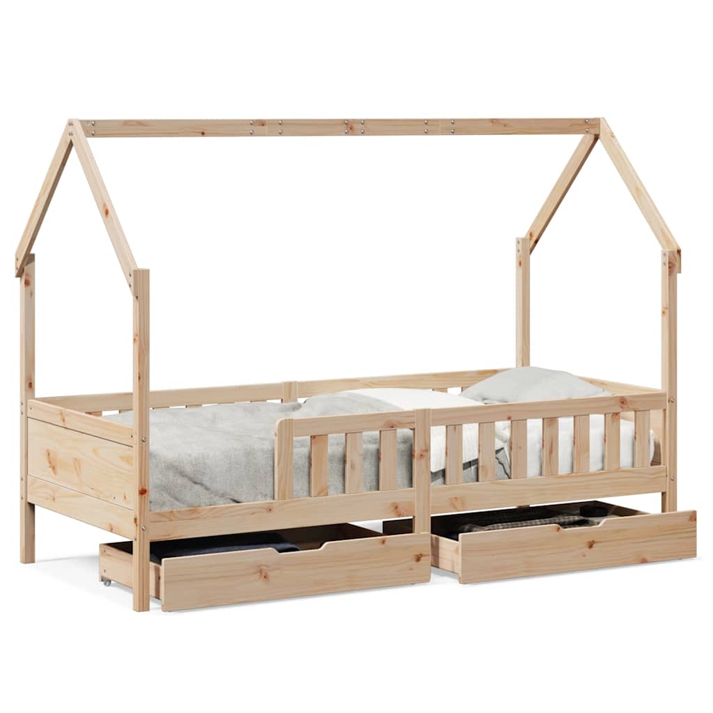 Barnesengeramme med skuffer 80x200 cm heltre furu