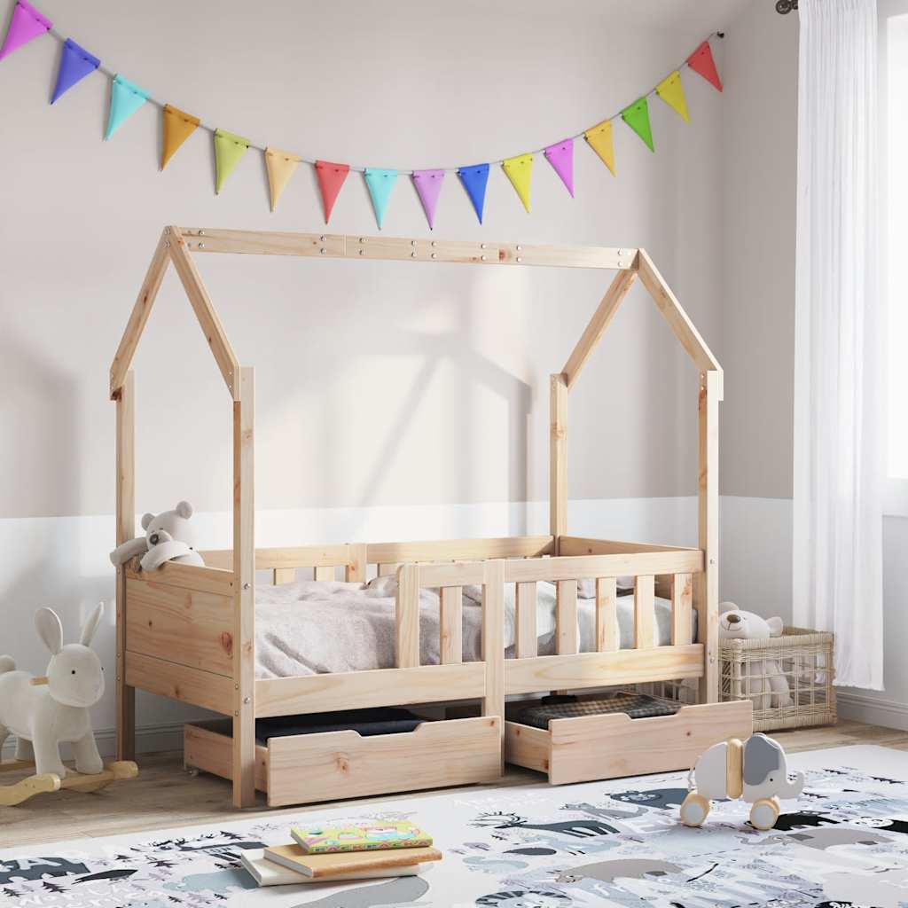 Barnesengeramme med skuffer 80x170 cm heltre furu