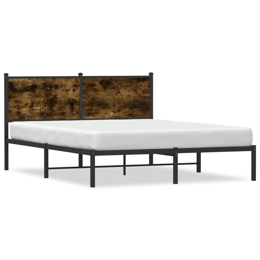 Sengeramme i metall uten madrass røkt eik 137x190 cm