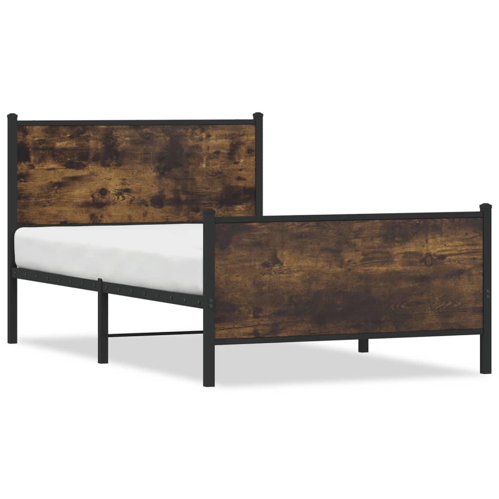 Sengeramme i metall uten madrass røkt eik 100x190 cm