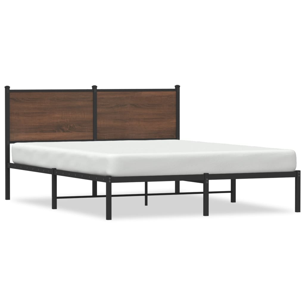 Sengeramme i metall uten madrass brun eik 140x190 cm